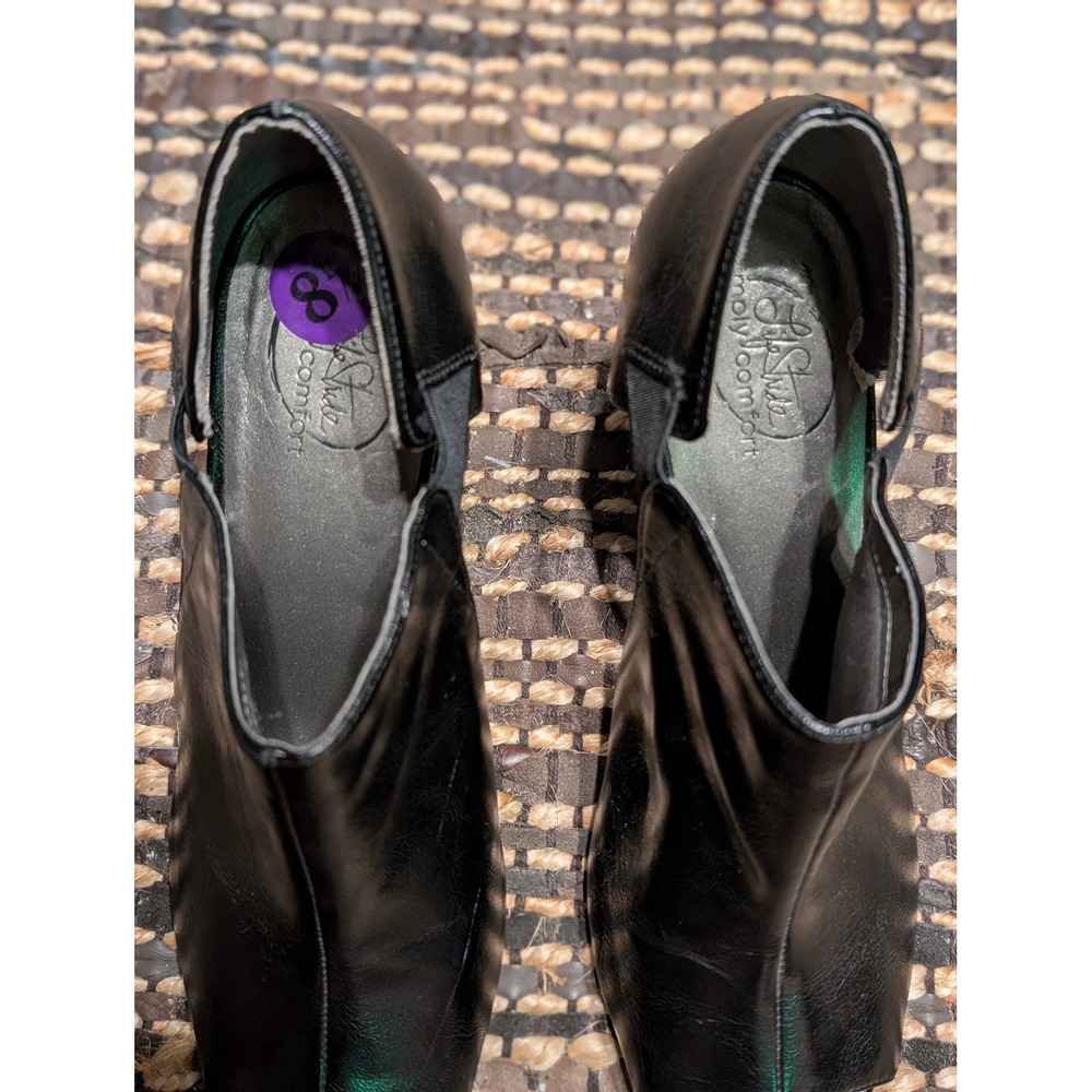 Lifestride Simply Comfort Black Peep Toe Booties Cutout Block Heel size 8.5 - Picture 3 of 7